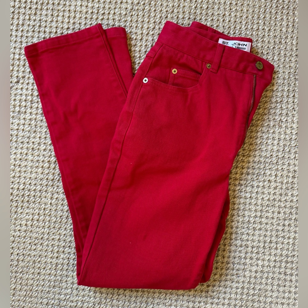 St. John vintage signature red jeans Size 4